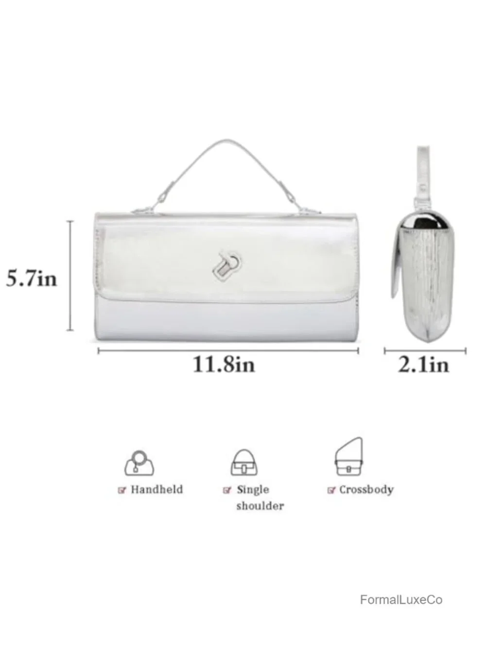 Women Metallic PU Leather Evening Clutch Purse Square Box Shoulder Handbag,